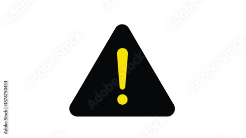 Warning sign with exclamation mark on white background