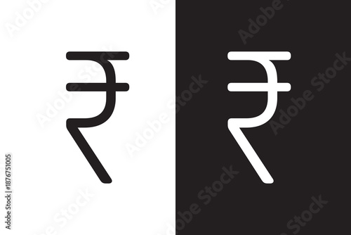 Indian rupee icon in black. flat graphic vector icon