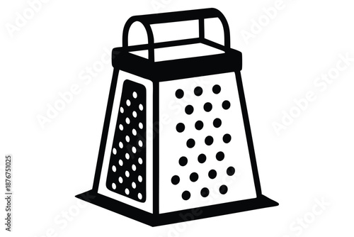 Dynamic Electric Cheese Grater Vector Illustration, Monochrome Kitchen Aid for Fast and Easy Food Preparation