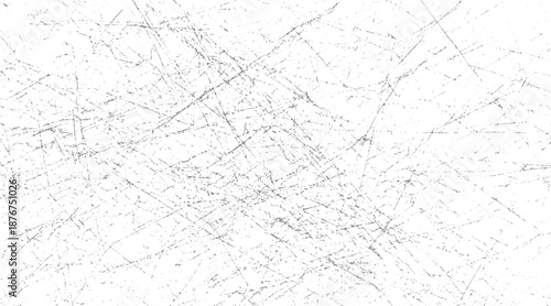 Detailed grunge texture overlay with a dense network of fine gray scratches and speckles across the entire white background surface creating a distressed and worn appearance