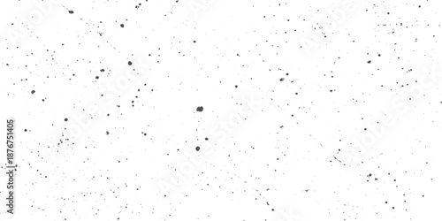 Subtle distressed grunge texture with scattered dark speckles and fine scratches on a clean white background creating a vintage or weathered effect