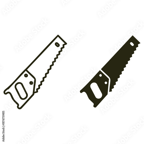 two handsaws with handles and blades