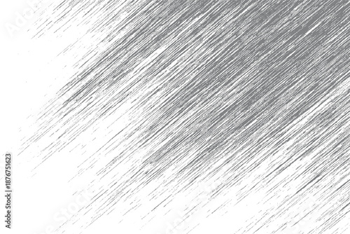 Abstract textured background with diagonal grey brush strokes and fine grain details on a clean white canvas creating a distressed artistic overlay effect