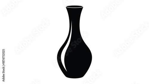 a black vase with a white background
