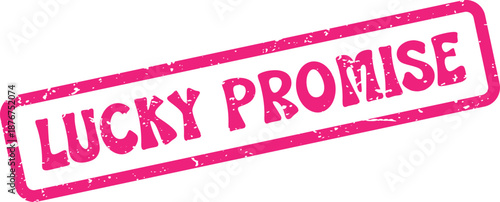 Vibrant pink rubber stamp with distressed texture showing LUCKY PROMISE text