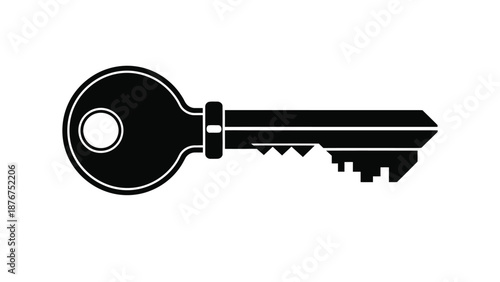a black key with a white outline on a white background