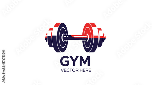 Gym Logo with Dumbbell and Text "GYM VECTOR HERE", Isolated White Background