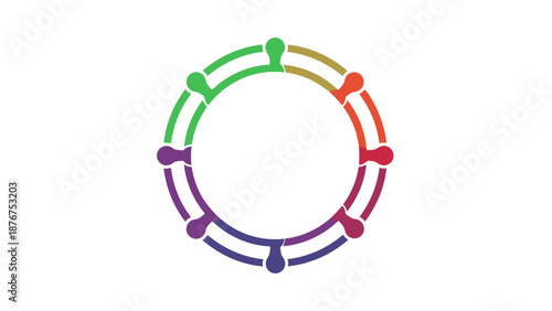 Colorful Segmented Circle Infographic Chart, Isolated White Background