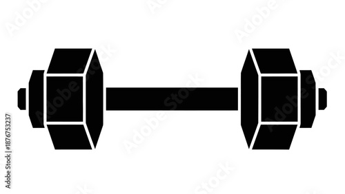 Single Black Dumbbell for Weight Training, Isolated White Background