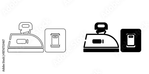 Steam Iron and Professional Laundry Service Icon  Modern Household Appliance Symbol for Dry Cleaning, Garment Care, and Fashion Maintenance