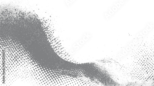 Abstract grayscale background featuring a swirling textured pattern of halftone dots and granular noise creating a sense of fluid motion and organic form