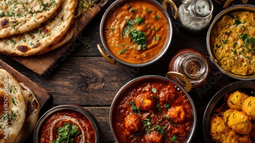 Assorted indian food