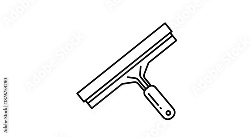 A minimalist black and white line art icon of a window squeegee, representing a simple and clean design for cleaning tools or services.