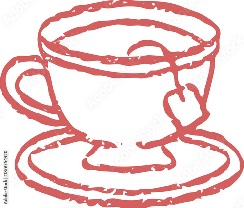 Hand-drawn teacup illustration in relaxed sketch doodle style. Suitable for cozy routines, breaks, and lifestyle planner visuals.