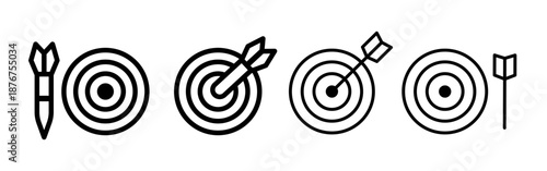 Darts icon set. Dartboard and darts. Vector flat icons isolated on white background