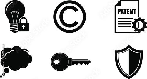 Intellectual Property and Security Icons Collection patent copyright