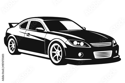 High-Speed Car Silhouette Vector Artwork, Dynamic Black and White Illustration for Automotive and Performance Branding