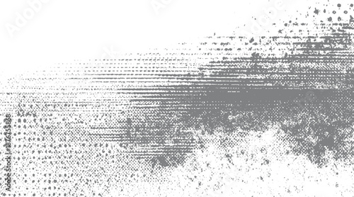 Grayscale abstract background featuring horizontal brush strokes and scattered dots creating a textured and artistic distressed effect for