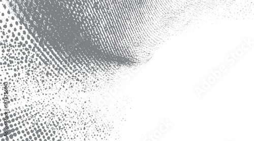 Abstract circular pattern of gray dots and spray paint splatters creating a sense of depth and motion