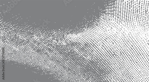 Textured gray and white abstract background with a dense grid of small dots and irregular distressed areas