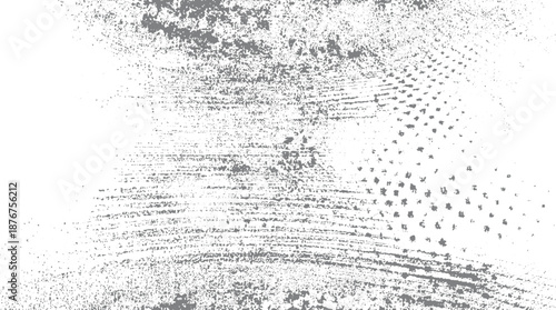 Monochrome abstract background with distressed grunge texture featuring circular patterns and scattered granular for a weathered artistic effect