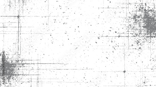 Grunge distressed background with scattered dots and intersecting linear scratches in monochrome gray and white creating a textured overlay