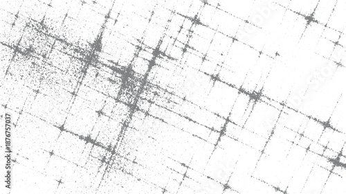 Abstract grunge texture with dense scattered dots and intersecting linear scratches in monochrome gray and white tones