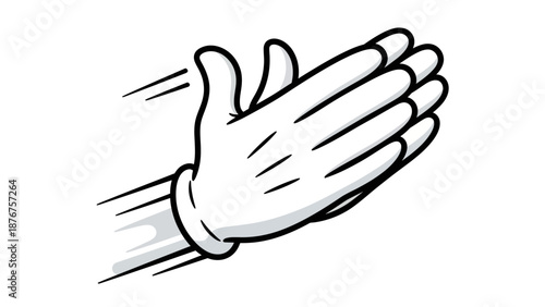 Animated Cartoon Hand Clapping with Motion Lines on Isolated White Background