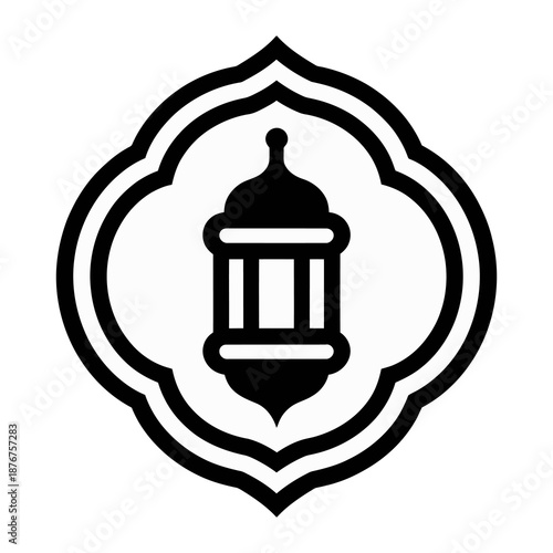 Geometric Lantern Icon: A minimalistic black lantern design. this iconic, simple, symbol perfectly embodies the spirit of the cultural values. 
