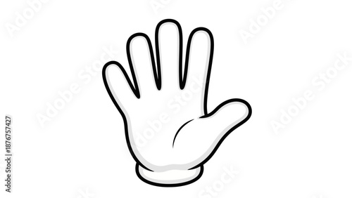 Cartoon Hand Showing Open Palm Stop or Welcome Gesture, Isolated White Background