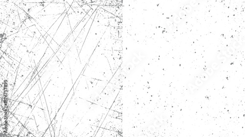 Split grunge texture background combining dense scratches on the left with scattered dots on the right for a contrasting effect