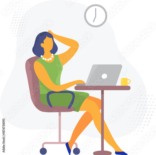 Woman working on laptop looking stressed