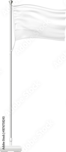 White flag waving on flagpole symbolizing surrender or peace