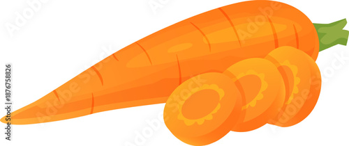 Carrot vegetable with fresh sliced carrot pieces