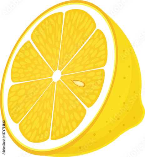 Half lemon slice showing fresh yellow pulp