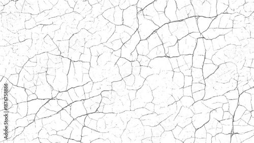 Close-up view of a white background showcasing a dense, intricate pattern of dark grey cracks resembling a natural network or a distressed surface texture