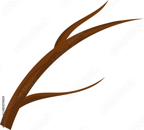 Brown tree branch or twig illustration on white