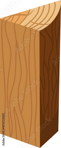 Wood block showing top cross section and side grain