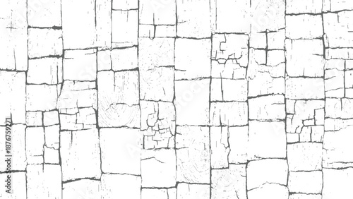 Cracked and weathered wooden planks arranged in a rectangular pattern with visible wood grain and texture details