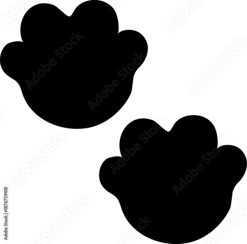 Animal paw print vector black silhouette illustration