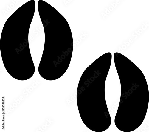 Deer tracks symbol black hoof footprint design