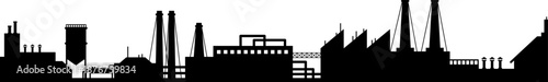 Industrial factory skyline silhouette showing manufacturing and energy production