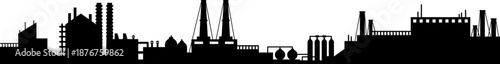 Industrial factory skyline silhouette representing heavy industry power