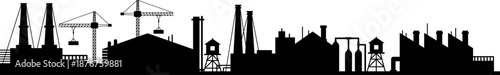 Industrial skyline silhouette representing manufacturing and construction industry