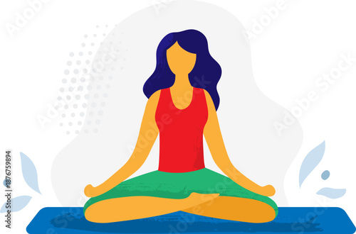 Woman meditating in lotus pose practicing mindfulness