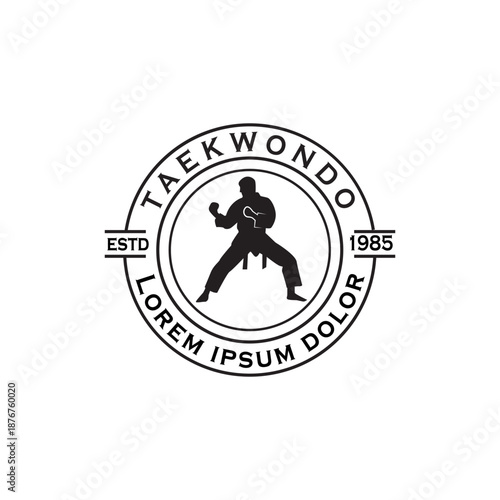 Traditional Taekwondo Martial Arts Stamp Logo