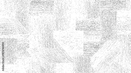 Abstract textured background with a mosaic of geometric shapes filled with fine linear hatching in shades of grey and white creating a subtle visual depth