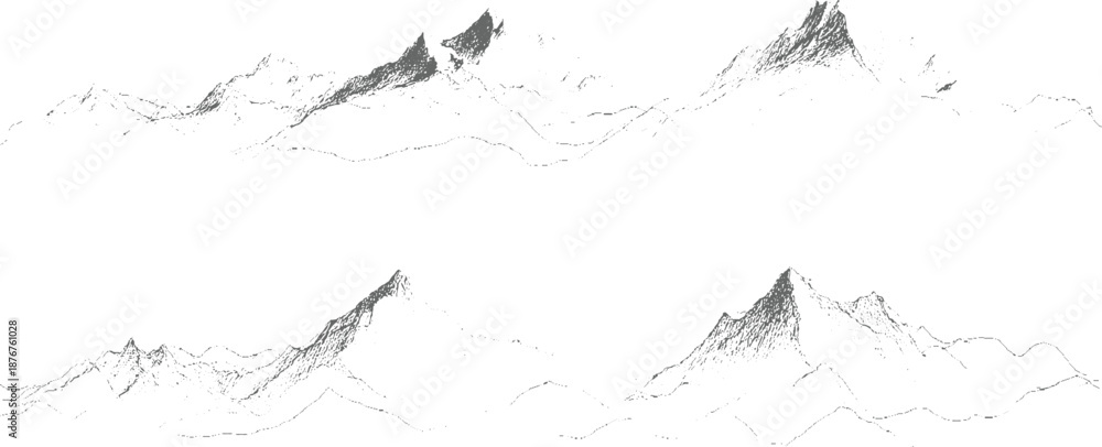 Εκτύπωση καμβά Panoramic view of expansive mountain ranges rendered in a detailed style with in