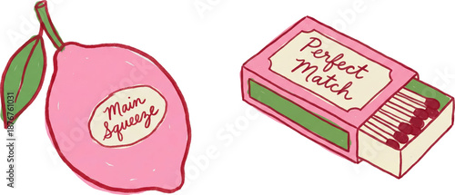 Photography Romantic Valentine's Day illustrations featuring lemon and matchbox puns