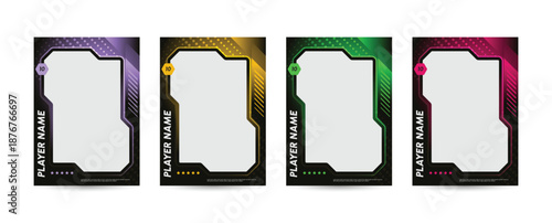 Trading card template design for sports, picture frame for player performance, photo frame or border collection for hockey, basketball and football player, sports flyer design, template eps 10.
